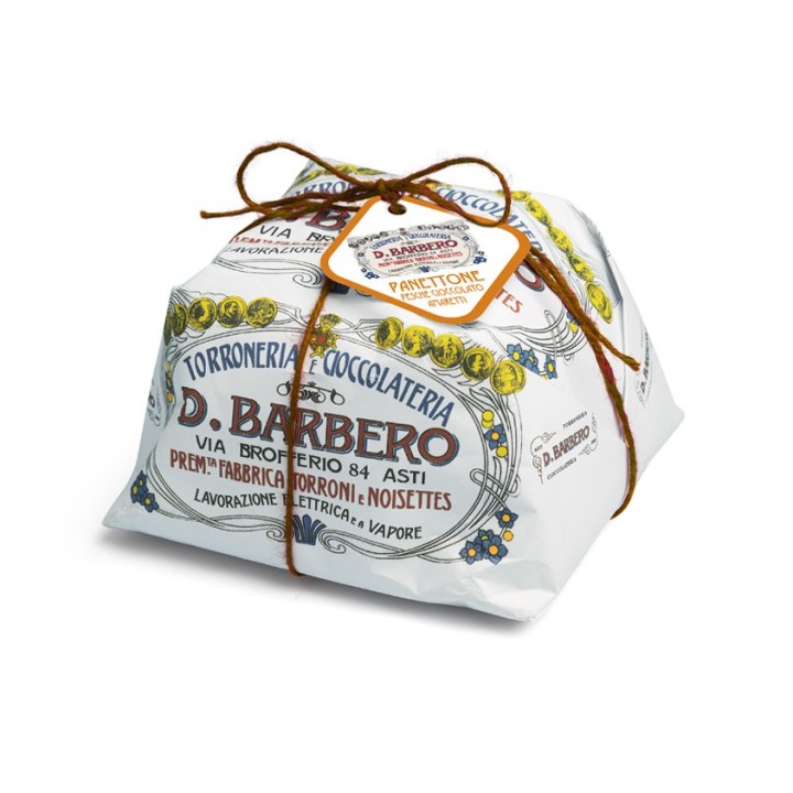 Panettone pesche, cioccolato e amaretti
