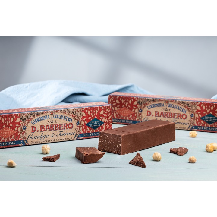 Cioccolato Gianduja con granella di torrone alla nocciola 260 gr.