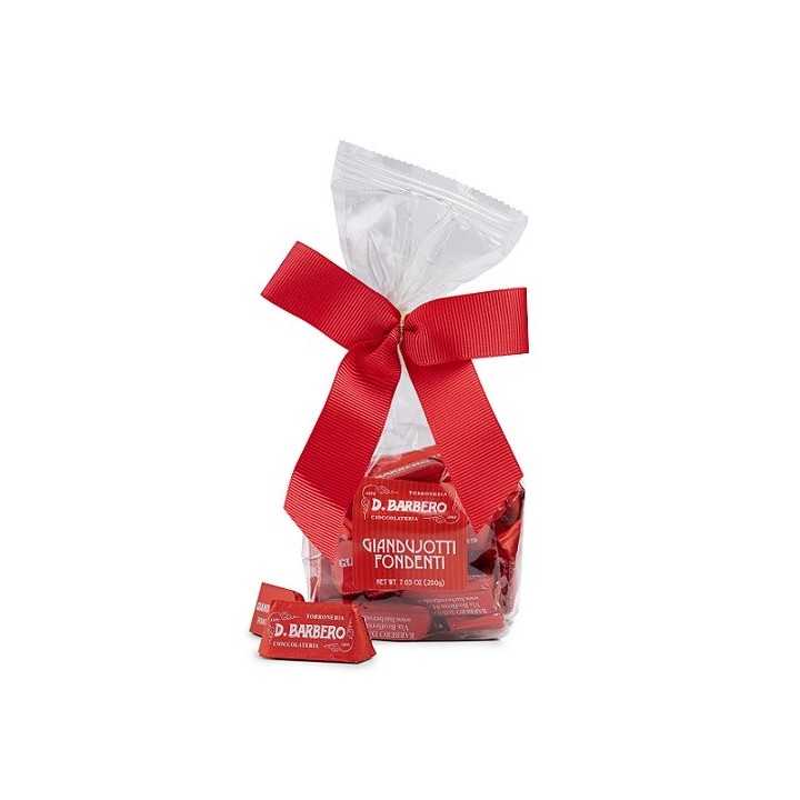 Dunkle Giandujotti in Beuteln