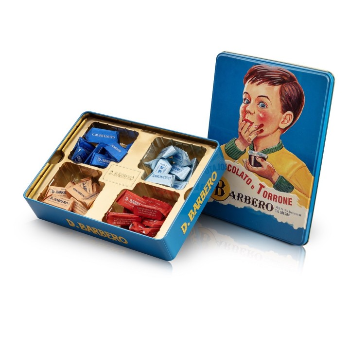 Mixed giandujotti in elegant vintage metal box 300 g