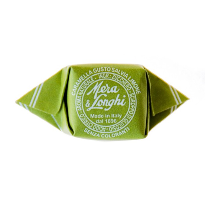 Salvia and lemon candies in tin box